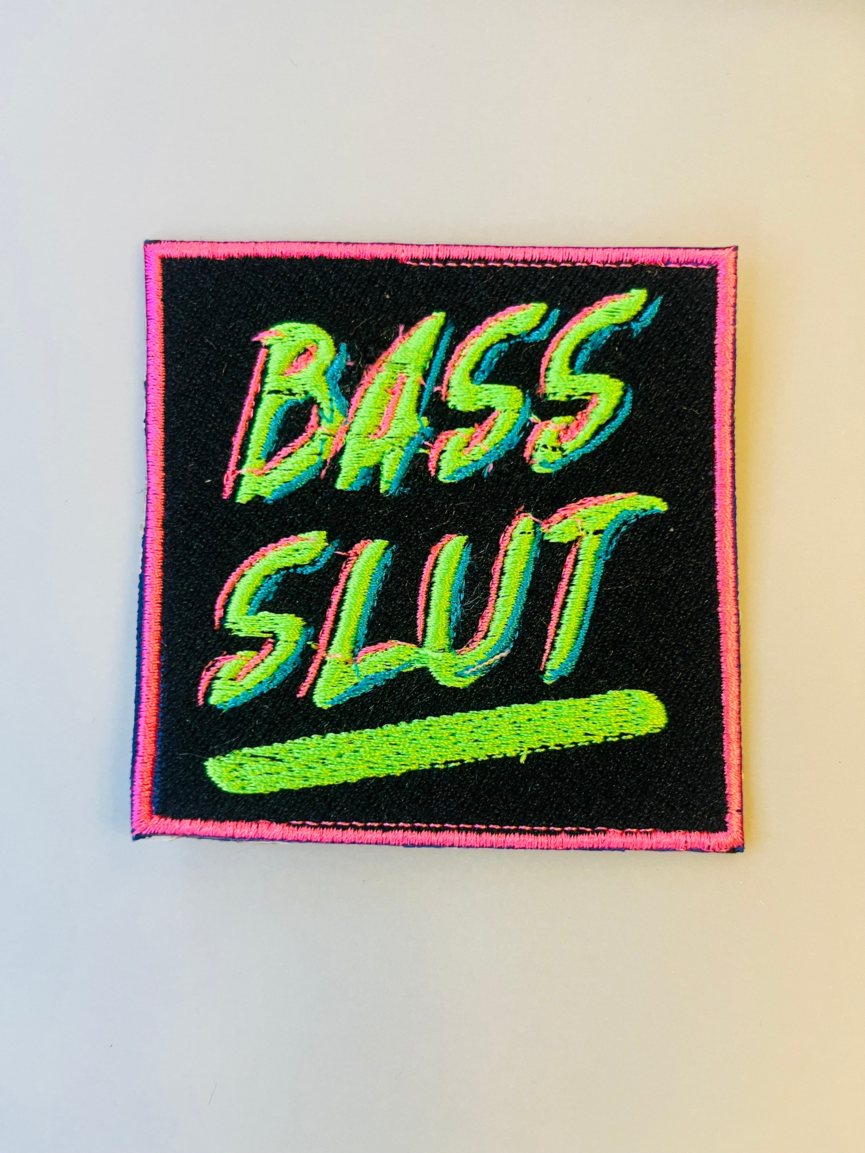 Bass slut iron-on embroidered patch edm festival rave