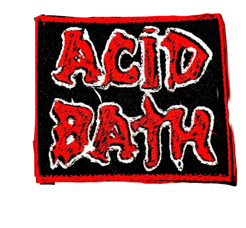 Acid bath iron-on embroidered patch
