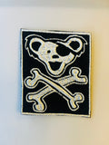 Deadhead pirate bear iron-on embroidered patch